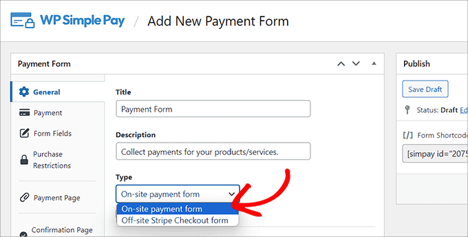 Add the payment form name and description