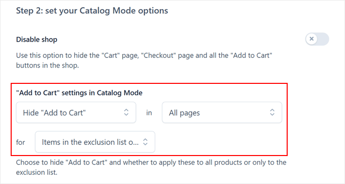 Disabling the shop functions for products in exclusion list in the YITH plugin