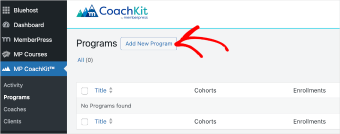 Add new program in MP CoachKit