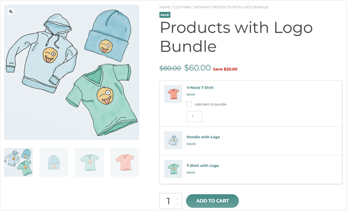 Example of a product bundle made with YITH plugin