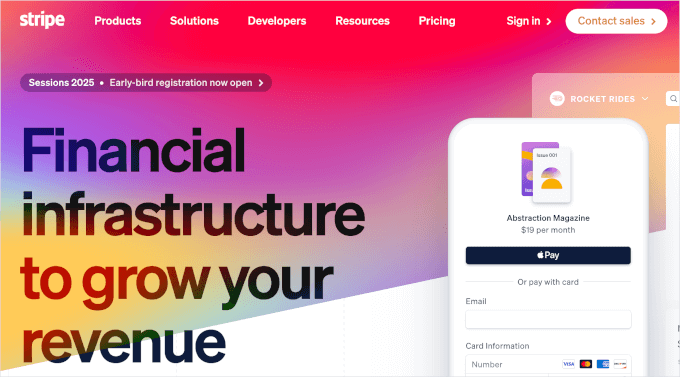 Stripe homepage