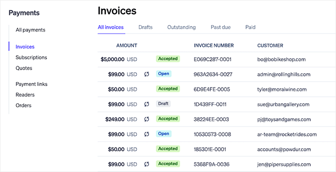 Stripe invoicing