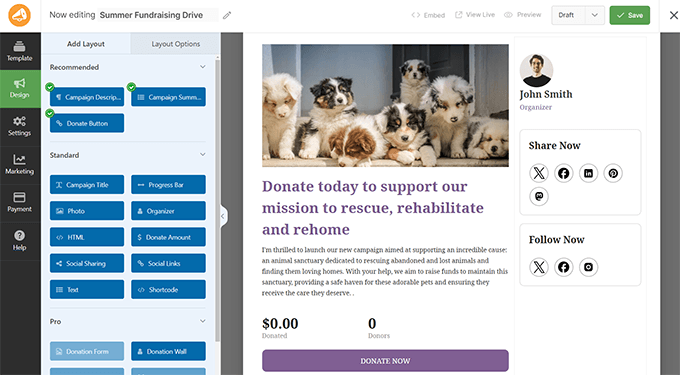 Building a fundraising campaign in WP Charitable