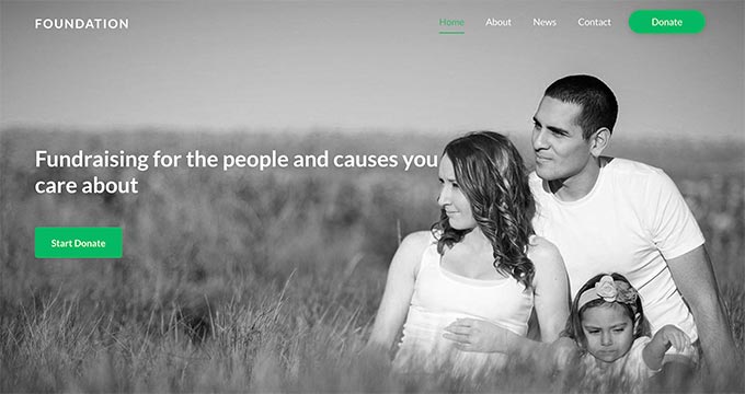 An example of a WordPress charity theme