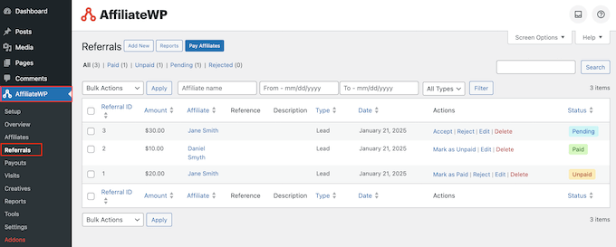 How to do referral tracking in the WordPress dashboard 