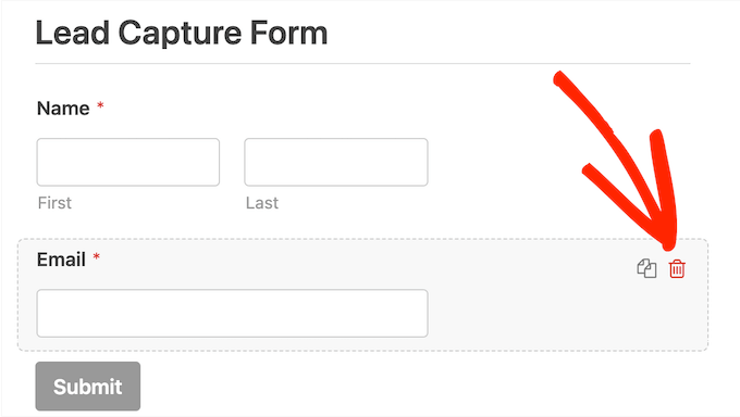 How to delete fields from a ready-made form design