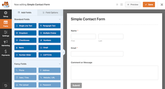 The WPForms drag-and-drop form builder