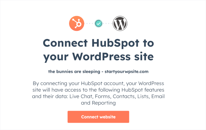 The Connect Website button