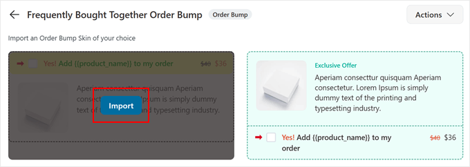 Importing a FunnelKit order bump skin