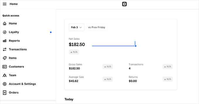 Square dashboard