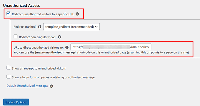Add URL for the unauthorized page Add URL for the unauthorized page