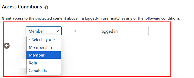 Configure access condition Configure access condition
