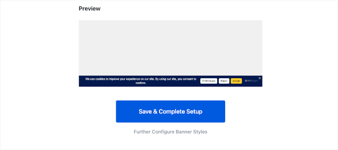 Previewing cookie consent banner Previewing cookie consent banner