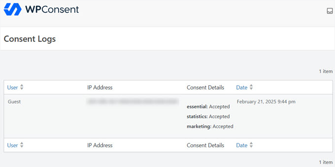 Consent Logs in WPConsent Consent Logs in WPConsent