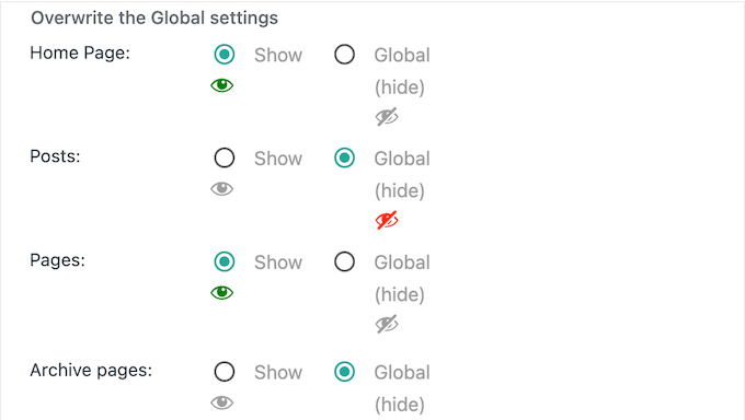 Overwriting global live chat settings Overwriting global live chat settings