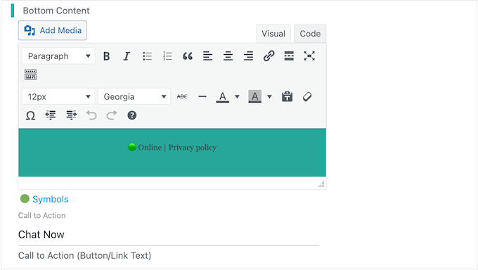 Customizing your live chat call to action button Customizing your live chat call to action button