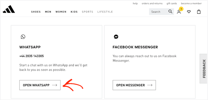 An example of an online business that uses WhatsApp chat An example of an online business that uses WhatsApp chat