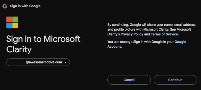 Clarity signup confirmation page Clarity signup confirmation page