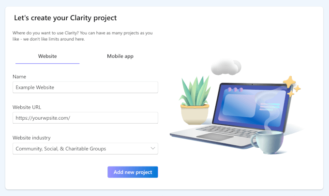 Add new project in Clarity Add new project in Clarity
