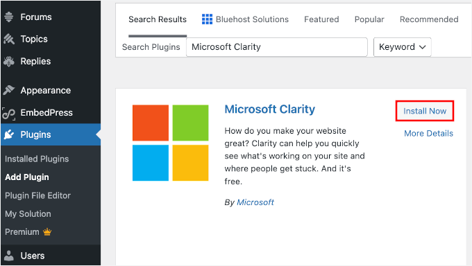 Installing Microsoft Clarity plugin Installing Microsoft Clarity plugin