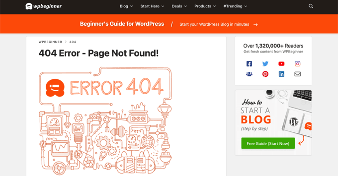 An example of a 404 page An example of a 404 page