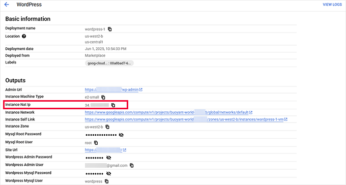 WordPress deployed