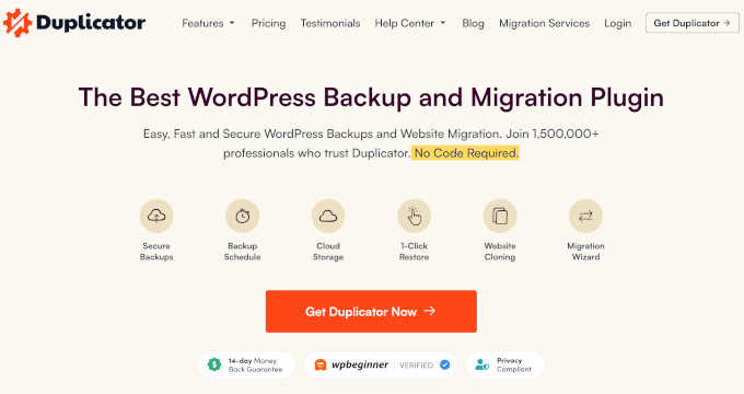 Duplicator's homepage Duplicator's homepage