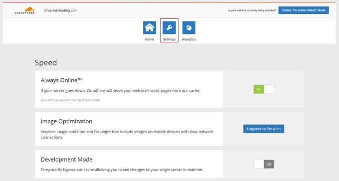 Cloudflare for WordPress Settings Cloudflare for WordPress Settings