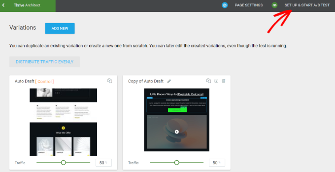 Set up and start A/B test Set up and start A/B test