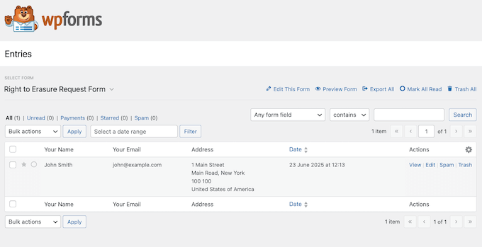 Managing deletion requests directly in the WordPress dashboard Managing deletion requests directly in the WordPress dashboard