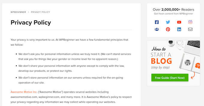 An example of a compliant privacy policy An example of a compliant privacy policy
