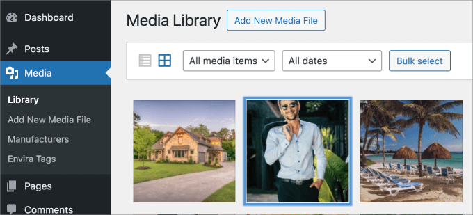 Select photo in media library Select photo in media library