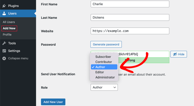 Adding a New Author in WordPress Adding a New Author in WordPress
