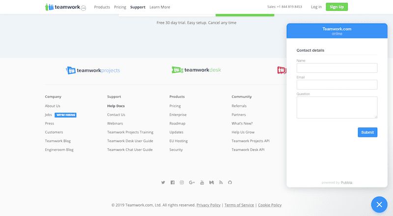 Teamwork Chat Form