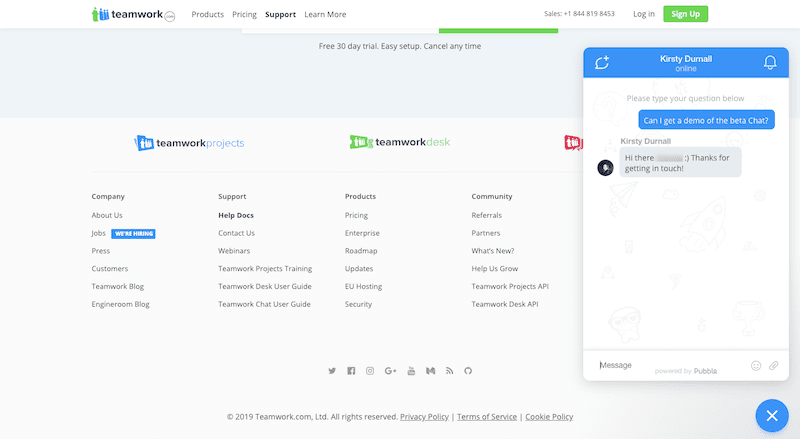 Teamwork Chat Window