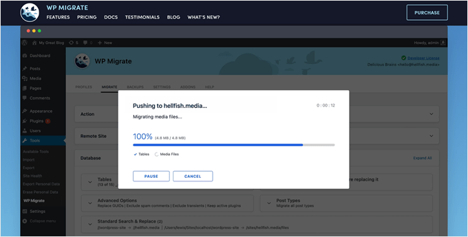 The push-and-pull migration feature of WP Migrate The push-and-pull migration feature of WP Migrate