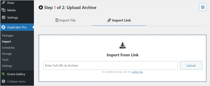 Importing a WordPress website using a URL in Duplicator Pro Importing a WordPress website using a URL in Duplicator Pro
