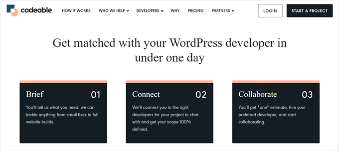 Codeable's process for matching a client with a WordPress developer Codeable's process for matching a client with a WordPress developer