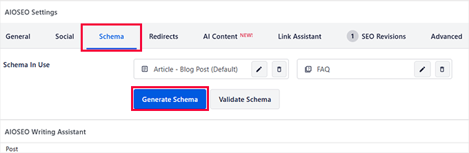 Generate schema markup
