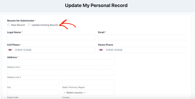 The WPForms personal information template The WPForms personal information template