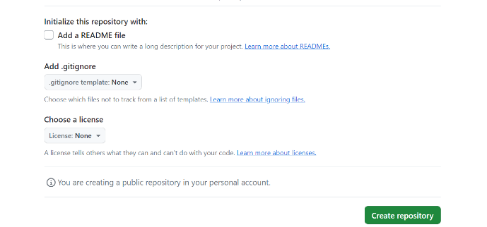 Click the create repo button Click the create repo button