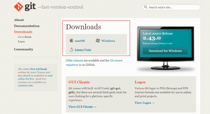 Select your operating system for git Select your operating system for git