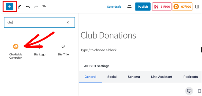 add charitable block add charitable block