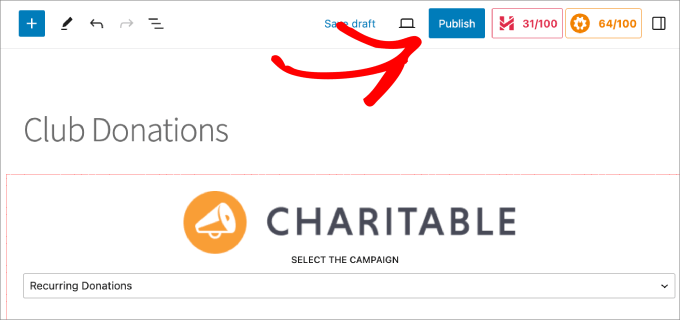publish charitable recurring donations publish charitable recurring donations