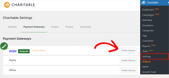 Enable Stripe gateway Enable Stripe gateway