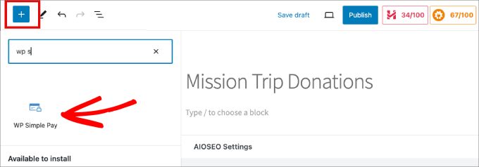 add wp simple pay block add wp simple pay block