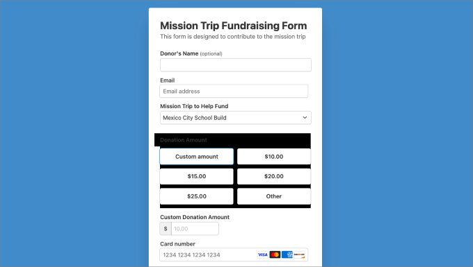 mission trip fundraising recurring form preview mission trip fundraising recurring form preview