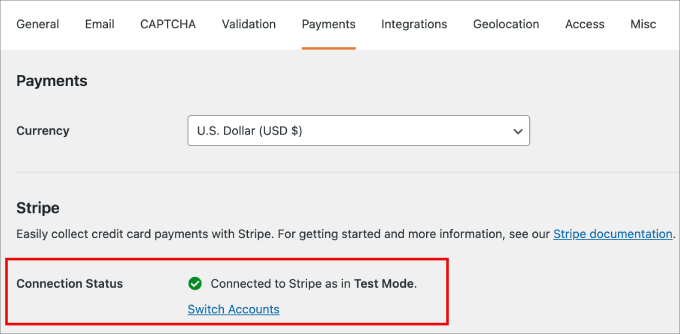 wpforms connection status wpforms connection status