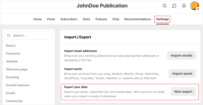 Exporting Content and Subscribers From Substack Exporting Content and Subscribers From Substack