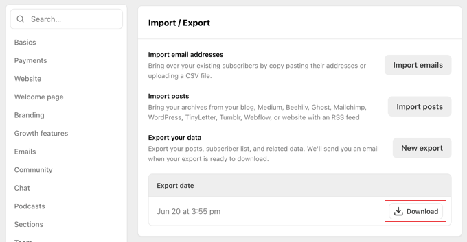 Download the Exported Substack Data to Your Computer Download the Exported Substack Data to Your Computer